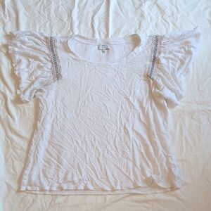 White Ruffled Sleeve Top
